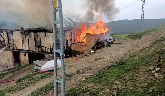 Karabük'te 2 katlı ahşap ev alevlere teslim oldu
