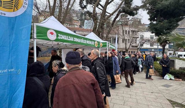 Zonguldak'ta ücretsiz fidan dağıtımı kalabalığa neden oldu
