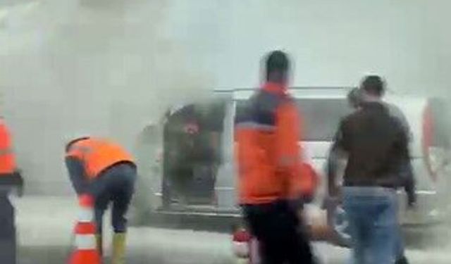 TEM'de minibüs yangını