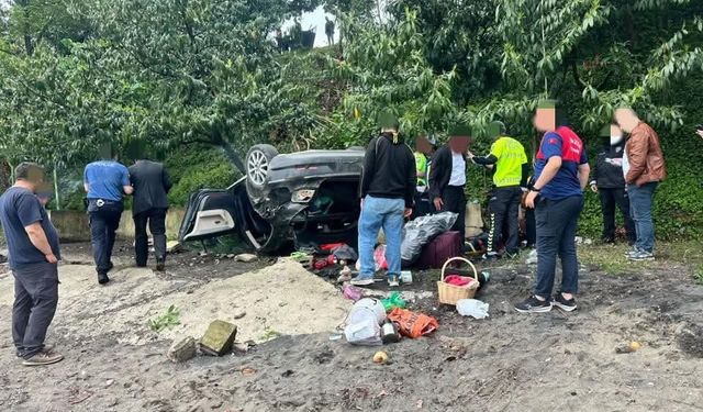 Kediye çarpmamak için manevra yapınca araç plaja uçtu!
