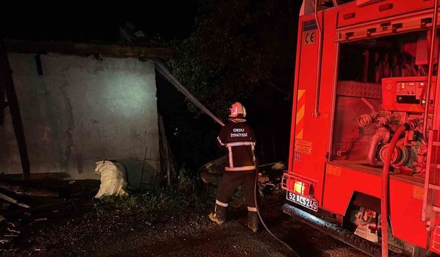Kumru'da ahır yangını: 1 buzağı telef oldu