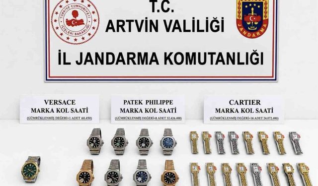 Ünlü markalara ait 56 milyonluk 25 adet kaçak kol saati gümrüğe takıldı