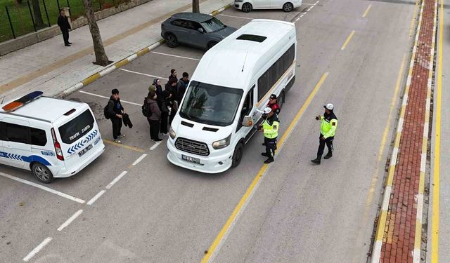 Çorum'da okul servislerine dron destekli denetim