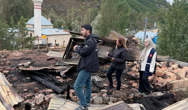 Heybetepe köyünde yangının ardından hasar tespit çalışması yapıldı