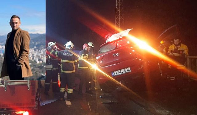 Rize’de Otomobil Bariyerlere Çarptı 1 Ölü, 1 Yaralı