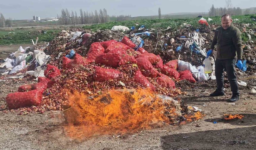 Alaca'da kaçak sigara ve alkol yakılarak imha edildi