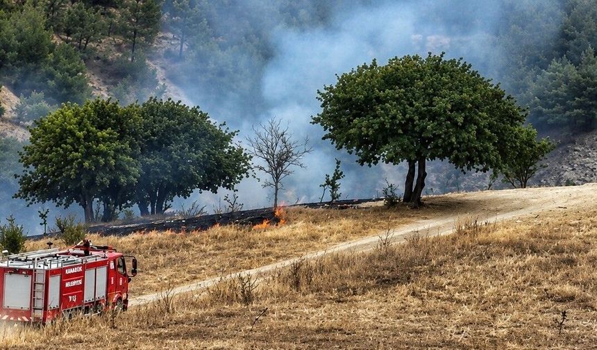 Karabük'te anız yangını ormanlık alana sıçramadan söndürüldü