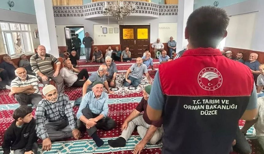 Yığılca'da çiftçilere tarımsal destek ve kahverengi kokarca bilgilendirmesi