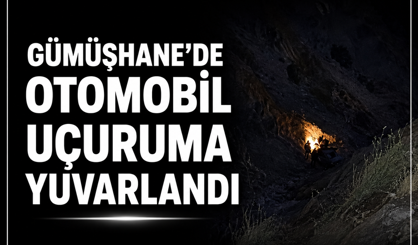 GÜMÜŞHANE'DE OTOMOBİL UÇURUMA YUVARLANDI
